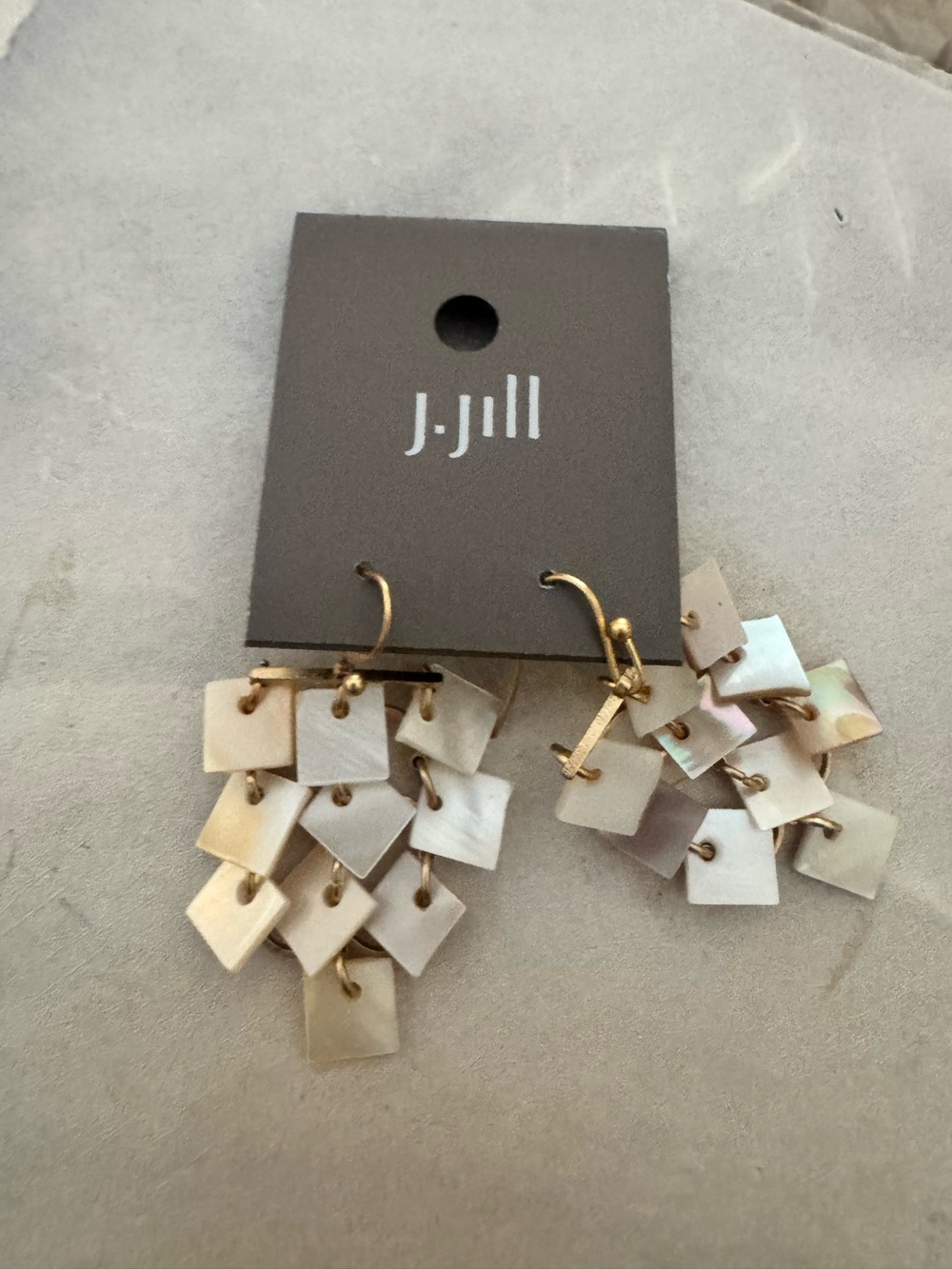 J. Jill Gold-Tone Mother-of-Pearl Cluster Dangle Earrings NWT